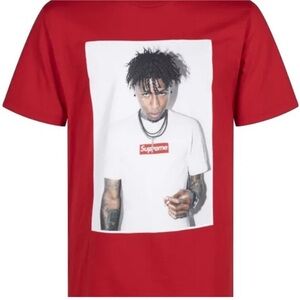 Supreme Red Short Sleeve Tee with Graphic Print